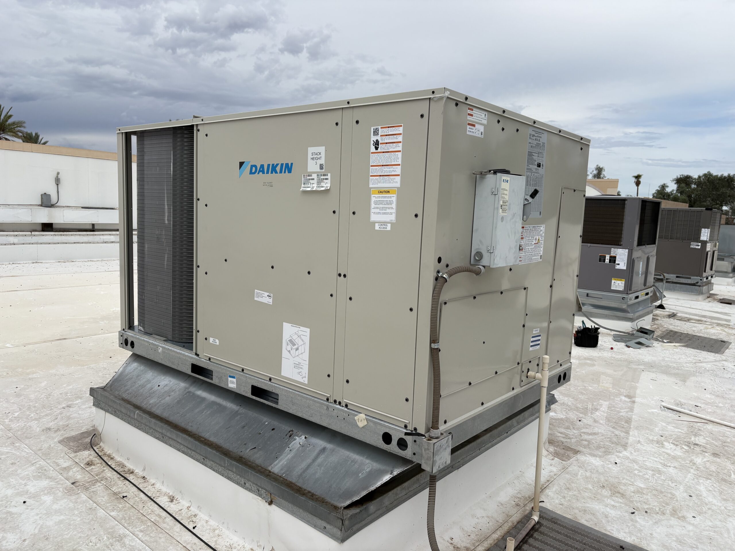 7 1/2 ton Daikin commercial rooftop package unit installed by NE Mechanical